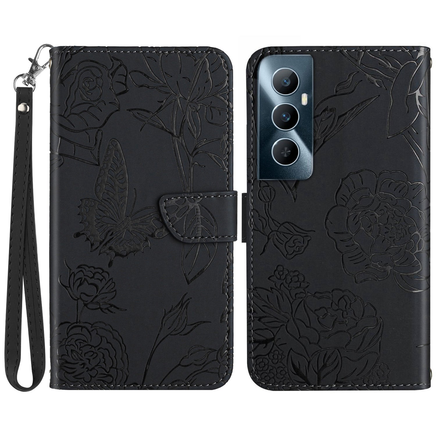 HT03 For Realme C65 4G PU Leather Phone Stand Case Imprinted Pattern Phone Wallet Cover with Hand Strap HT03 For Realme C65 4G PU Leather Phone Stand Case Imprinted Pattern Phone Wallet Cover with Hand Strap